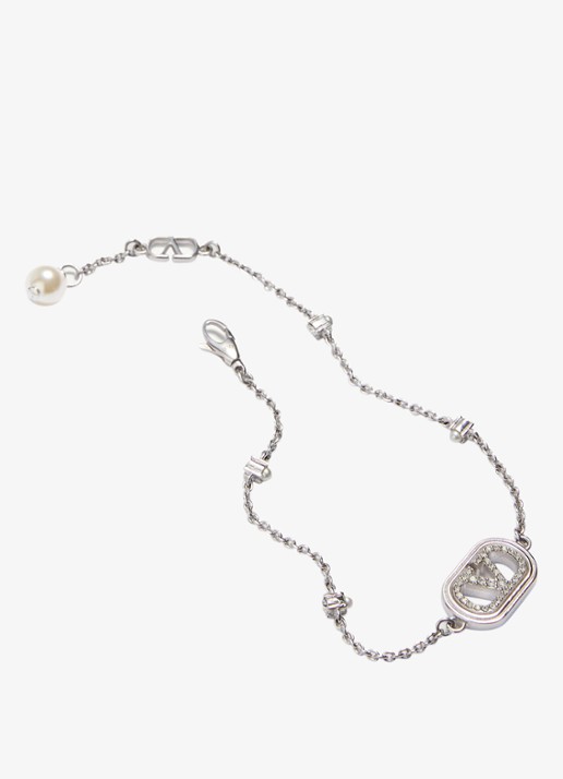 Valentino Garavani Armband met logo - detail zilver