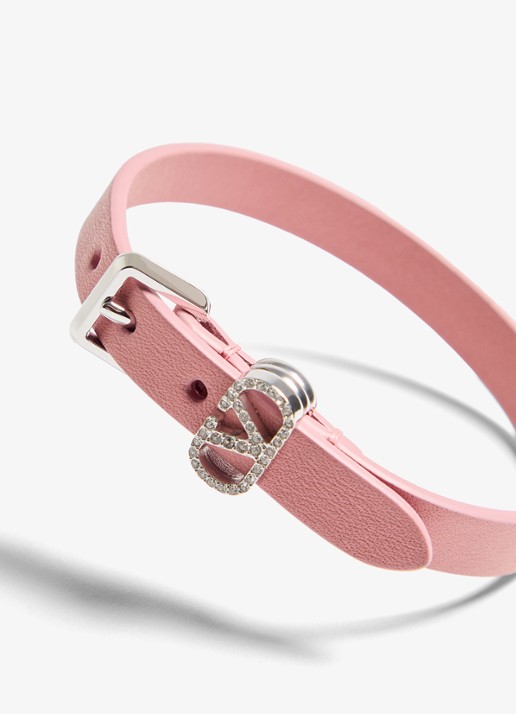 Valentino Garavani Armband van kalfsleer met logo - detail 2 roze
