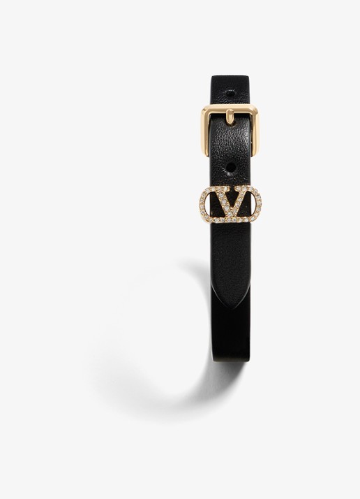 Valentino Garavani Armband van kalfsleer met logo - detail 2 zwart