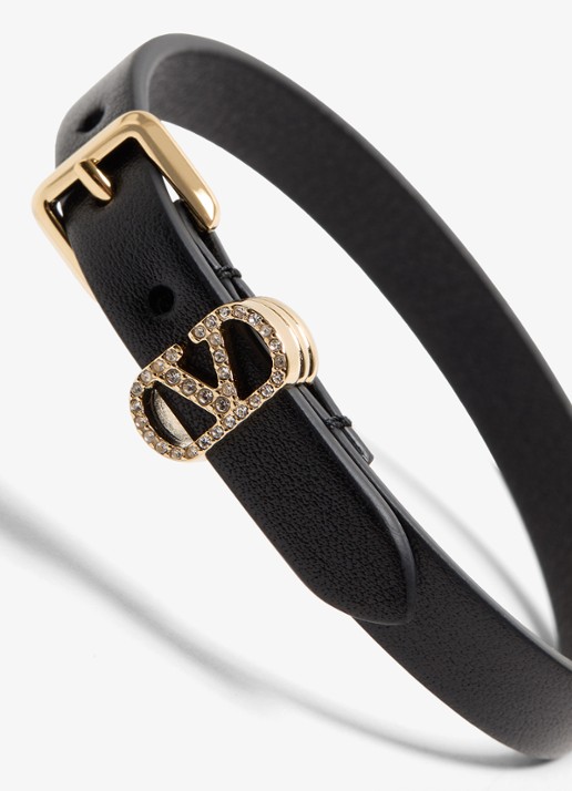Valentino Garavani Armband van kalfsleer met logo - detail 3 zwart