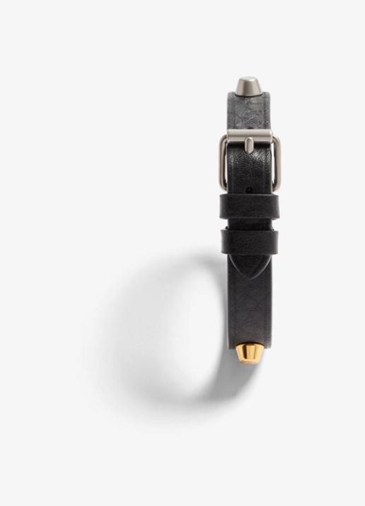 Valentino Garavani Armband van kalfsleer met studs - detail zwart