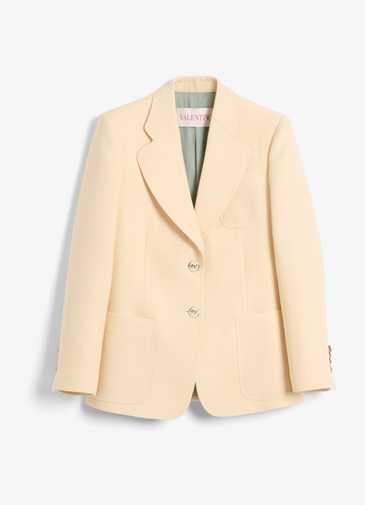 Valentino Garavani Blazer in zijdeblend met opgestikte zakken - voorkant 7 creme