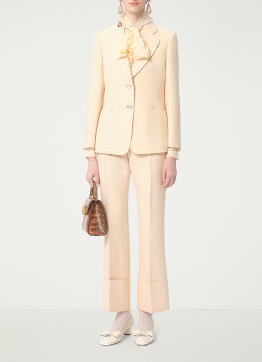 Valentino Garavani Blazer in zijdeblend met opgestikte zakken - voorkant 8 creme
