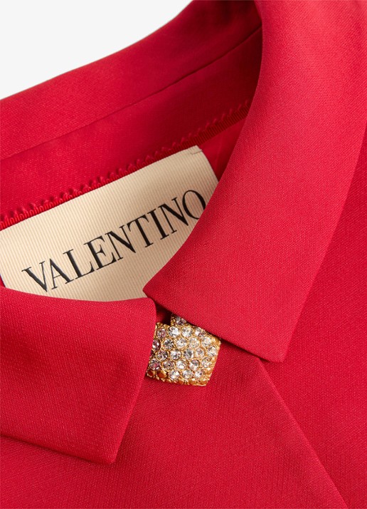 Valentino Garavani Blazer in zijdeblend met paspelzakken - detail 6 rood