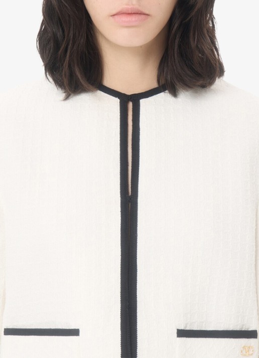 Valentino Garavani Blazer met tweed-look - detail 4 wit