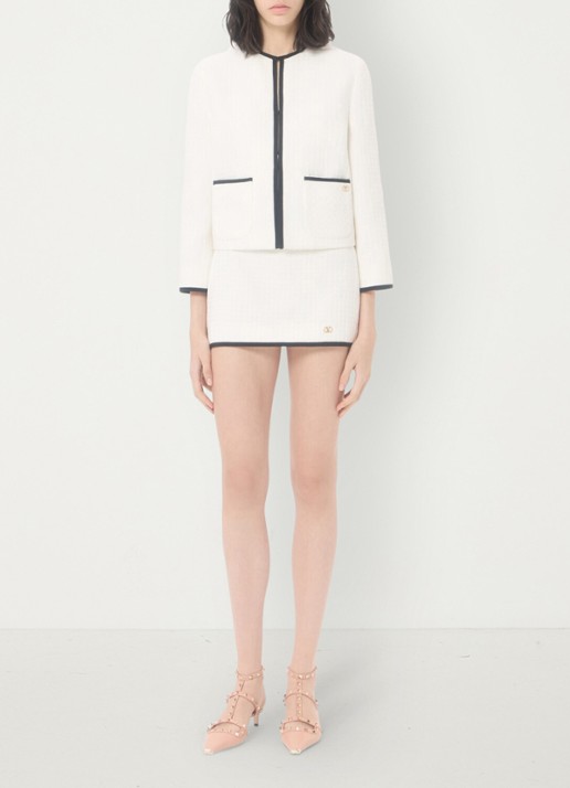Valentino Garavani Blazer met tweed-look - voorkant 7 wit