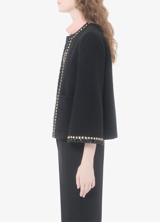 Valentino Garavani Blazer van tweed met strass - detail 6 zwart