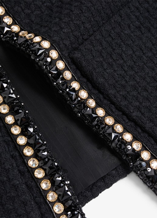 Valentino Garavani Blazer van tweed met strass - detail 7 zwart