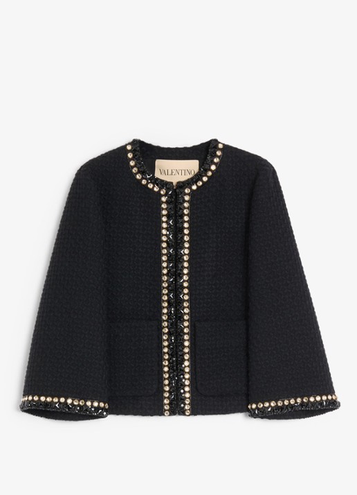 Valentino Garavani Blazer van tweed met strass - voorkant 2 zwart