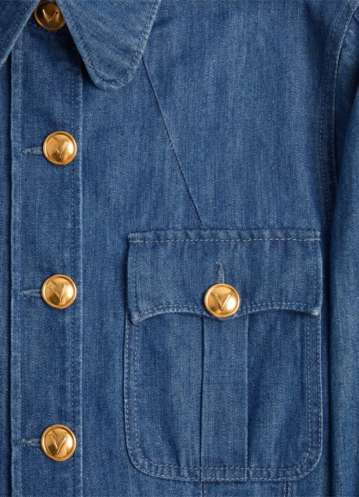 Valentino Garavani Blouse in linnenblend met strikceintuur - detail 8 indigo