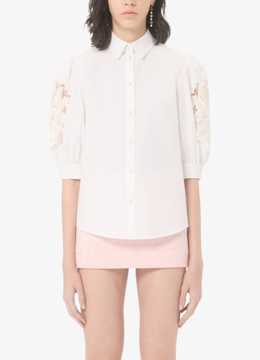 Valentino Garavani Blouse met pofmouw en broderie