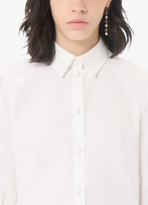 Valentino Garavani Blouse met pofmouw en broderie - detail 6 wit