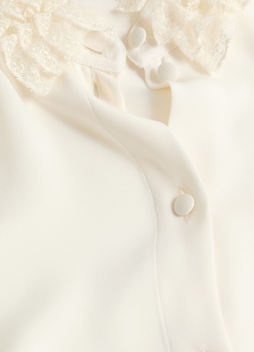Valentino Garavani Blouse van zijde met details van kant - detail 8 gebroken wit