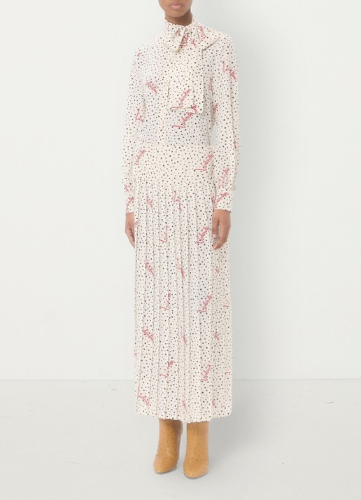 Valentino Garavani Blouse van zijde met logoprint en strikkraag - voorkant 3 creme