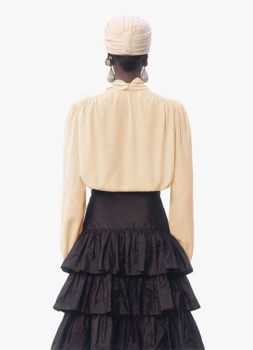 Valentino Garavani Blouse van zijde met strikkraag - achterkant ivoor