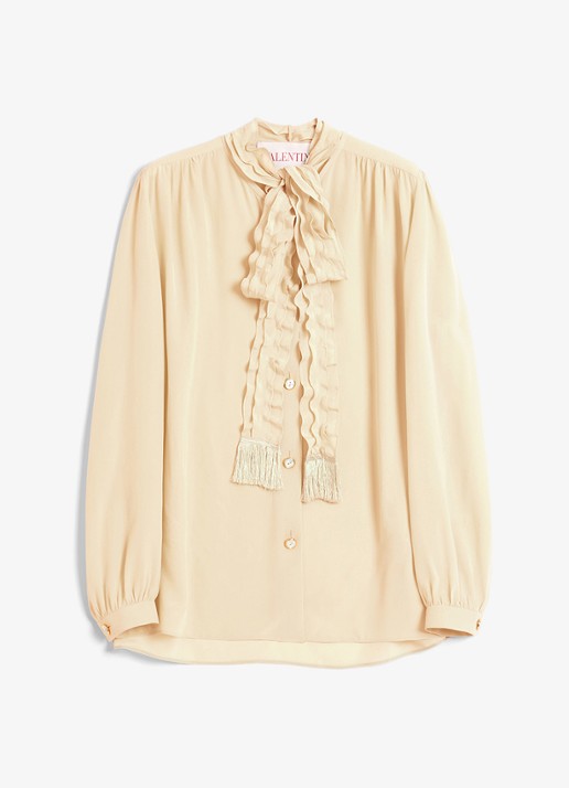 Valentino Garavani Blouse van zijde met strikkraag - voorkant 7 ivoor