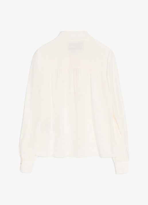 Valentino Garavani Blouse van zijde met strikkraag - achterkant gebroken wit