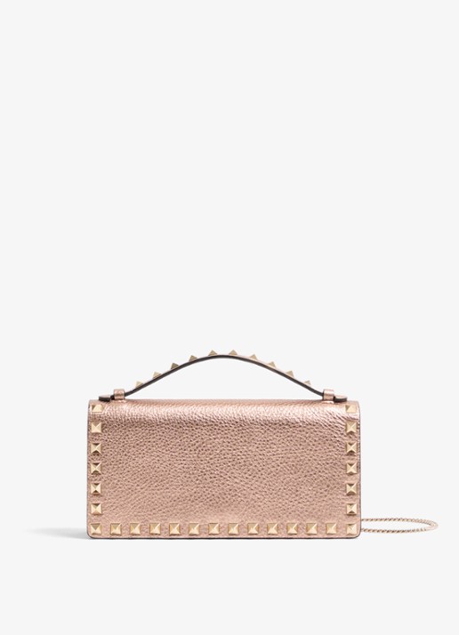 Valentino Garavani Clutch van kalfsleer met metallic finish en studs
