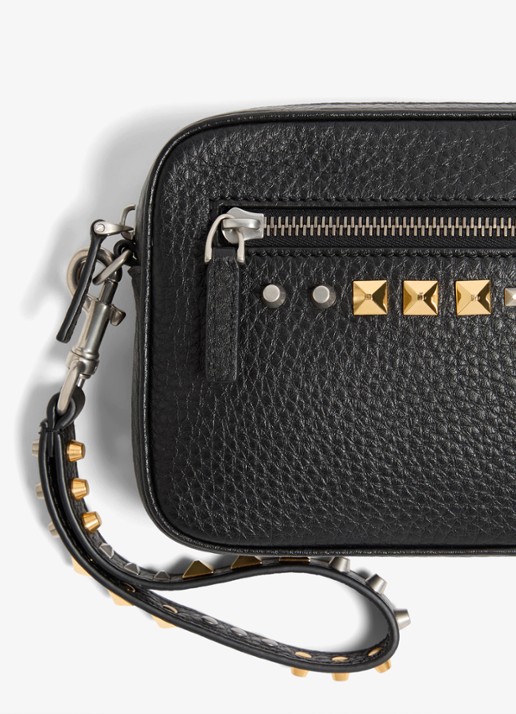 Valentino Garavani Clutch van kalfsleer met studs - detail 6 zwart