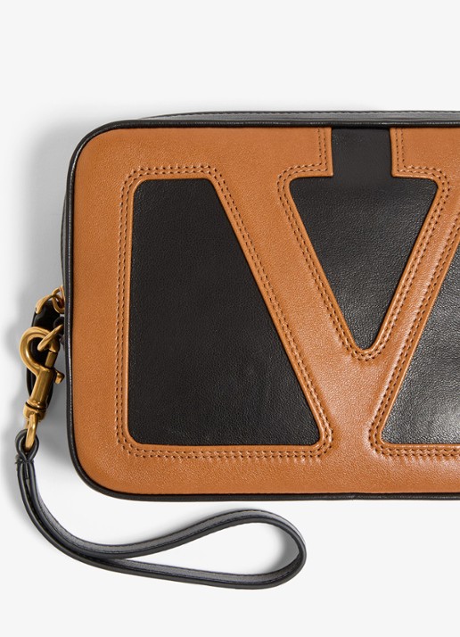 Valentino Garavani Clutch van lamsleer - detail 6 zwart