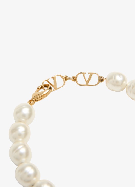 Valentino Garavani Coeur Royal parelarmband met hanger - detail 2 zwart