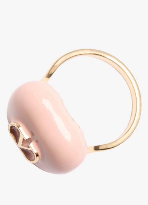 Valentino Garavani Coeur Royal ring met logo - detail 2 roze