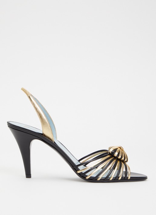 Valentino Garavani Coeur Royal sandalette van leer met metallic details