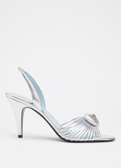 Valentino Garavani Coeur Royal sandalette van leer met metallic finish
