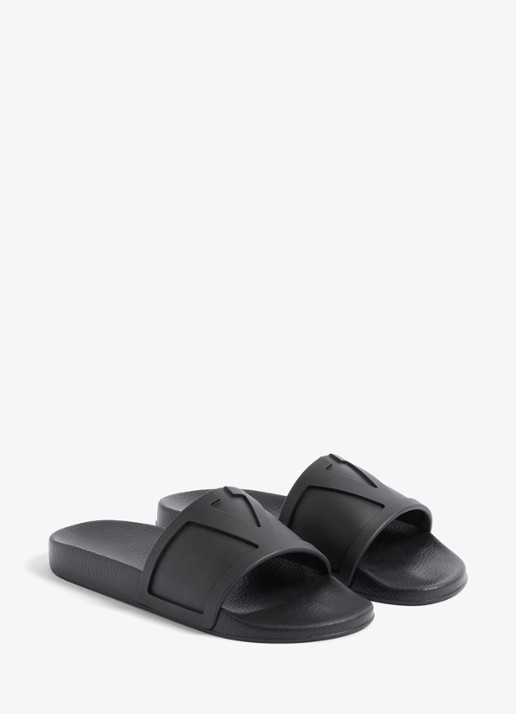 Valentino Garavani Coolslide slipper van rubber - detail 3 zwart
