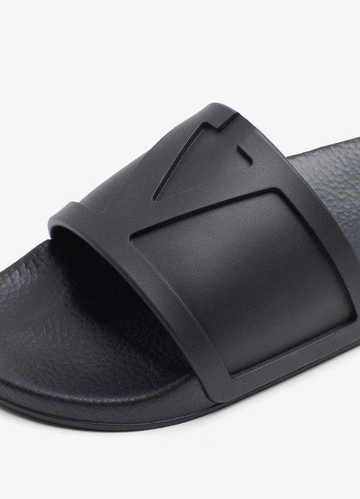 Valentino Garavani Coolslide slipper van rubber - detail 6 zwart