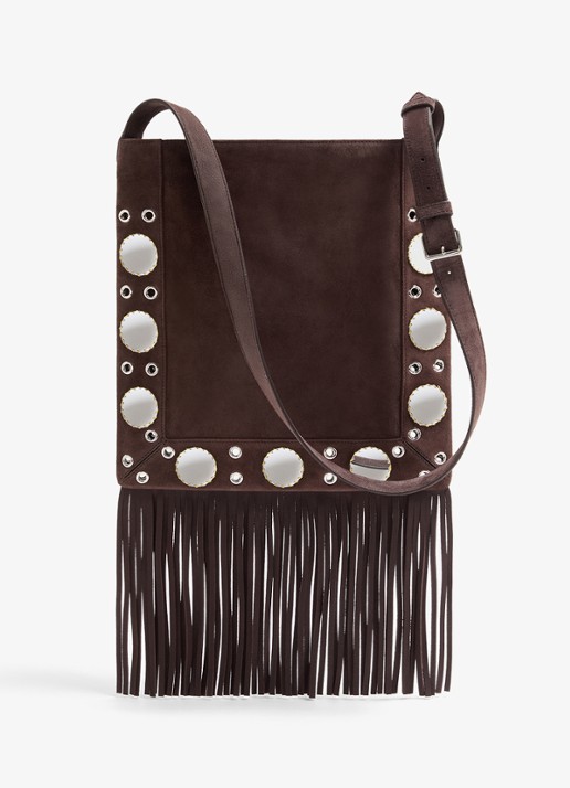 Valentino Garavani Crossbodytas van suède met borduring en franjes