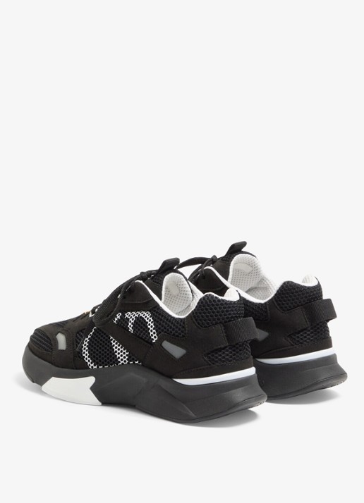 Valentino Garavani Demivee sneaker met suède details - achterkant zwart
