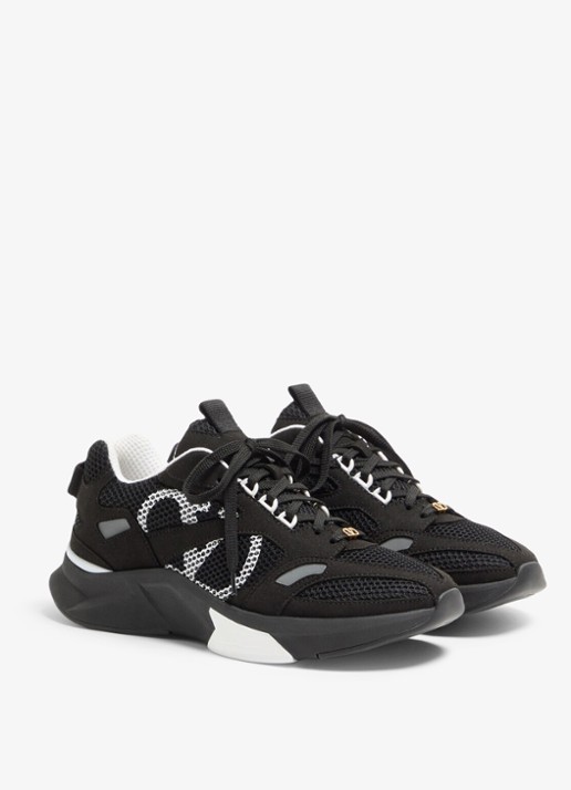 Valentino Garavani Demivee sneaker met suède details - detail 4 zwart