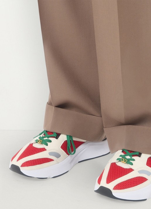 Valentino Garavani Demivee sneaker met suède details - voorkant 2 rood