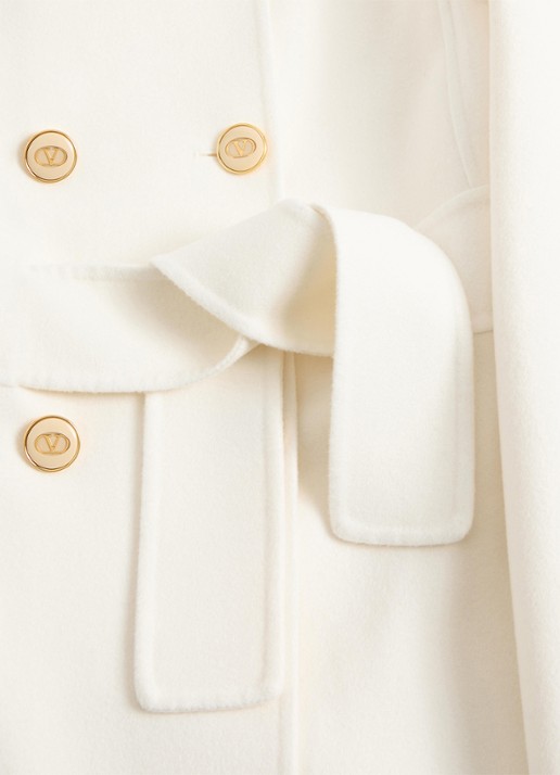 Valentino Garavani Double-breasted mantel in kasjmierblend met strikceintuur - detail 6 wit
