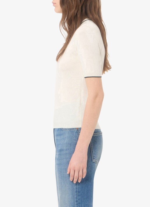 Valentino Garavani Fijngebreid T-shirt van scheerwol - detail 4 creme