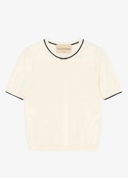 Valentino Garavani Fijngebreid T-shirt van scheerwol