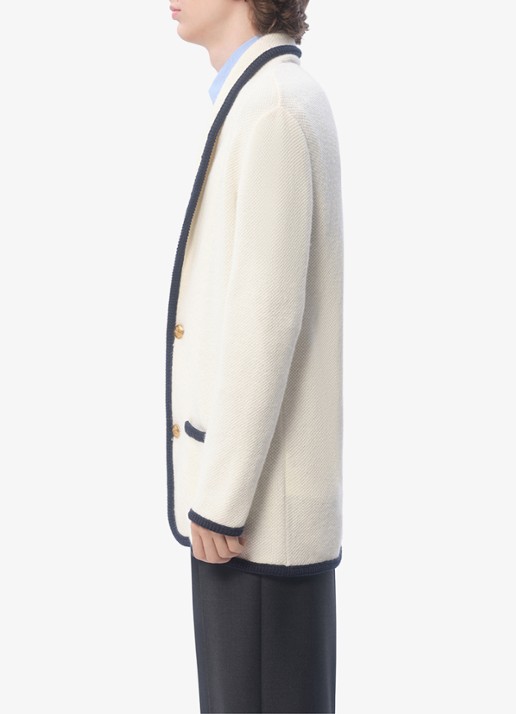 Valentino Garavani Fijngebreid vest in scheerwolblend met opgestikte zakken - detail 3 creme