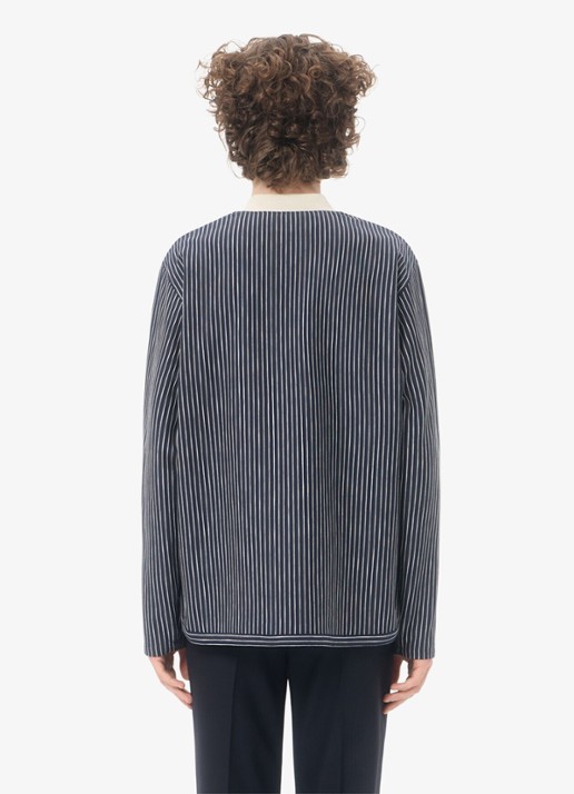 Valentino Garavani Fijngebreid vest met streepprint - achterkant donkerblauw