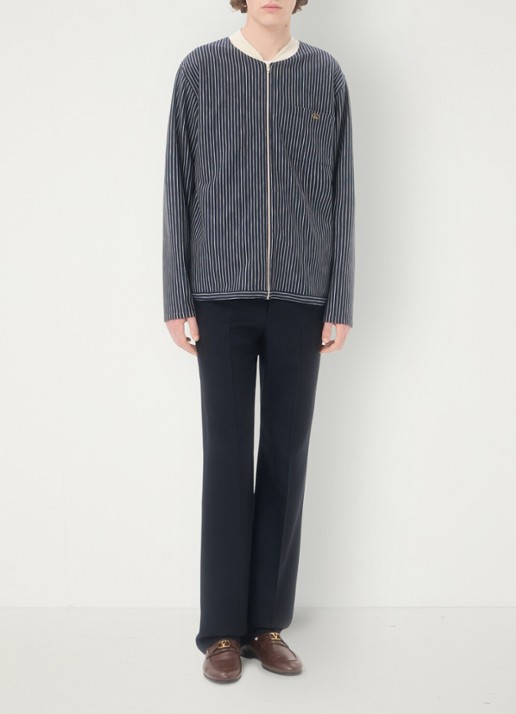 Valentino Garavani Fijngebreid vest met streepprint - voorkant 7 donkerblauw