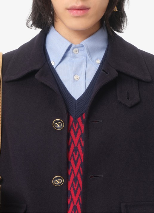 Valentino Garavani Fijngebreide pullover van scheerwol met ingebreid patroon - detail 6 donkerrood