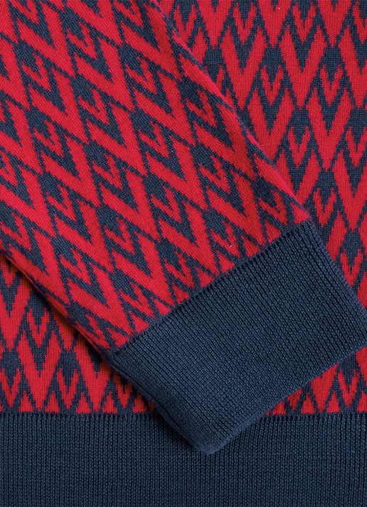 Valentino Garavani Fijngebreide pullover van scheerwol met ingebreid patroon - detail 7 donkerrood