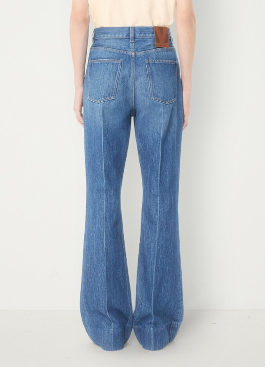 Valentino Garavani Flared jeans met medium wassing - achterkant 3 indigo