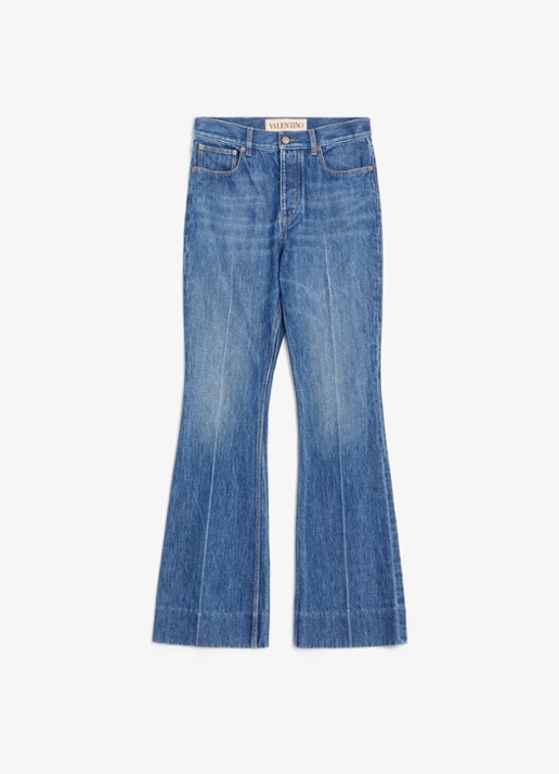 Valentino Garavani Flared jeans met medium wassing - voorkant 4 indigo