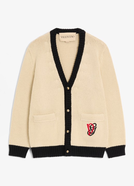 Valentino Garavani Grofgebreid vest van scheerwol met logo