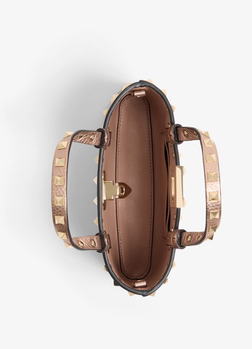 Valentino Garavani Handtas van kalfsleer met metallic finish en studs - detail 4 brons