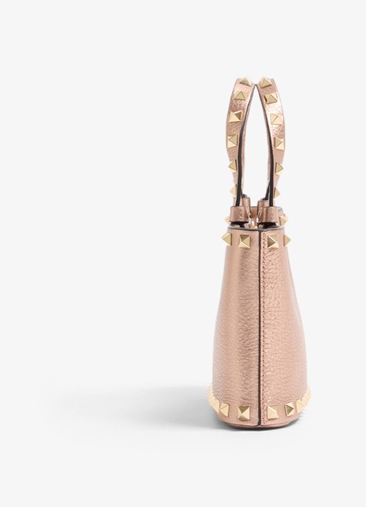 Valentino Garavani Handtas van kalfsleer met metallic finish en studs - detail 5 brons