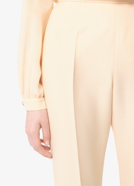Valentino Garavani High waist bootcut fit pantalon in zijdeblend - detail 7 creme