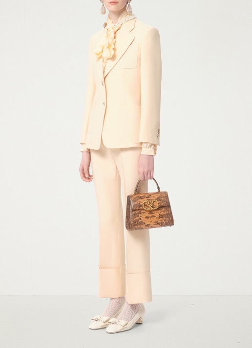 Valentino Garavani High waist bootcut fit pantalon in zijdeblend - voorkant 3 creme