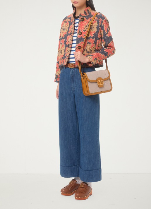 Valentino Garavani High waist wide leg jeans met medium wassing - voorkant 2 indigo